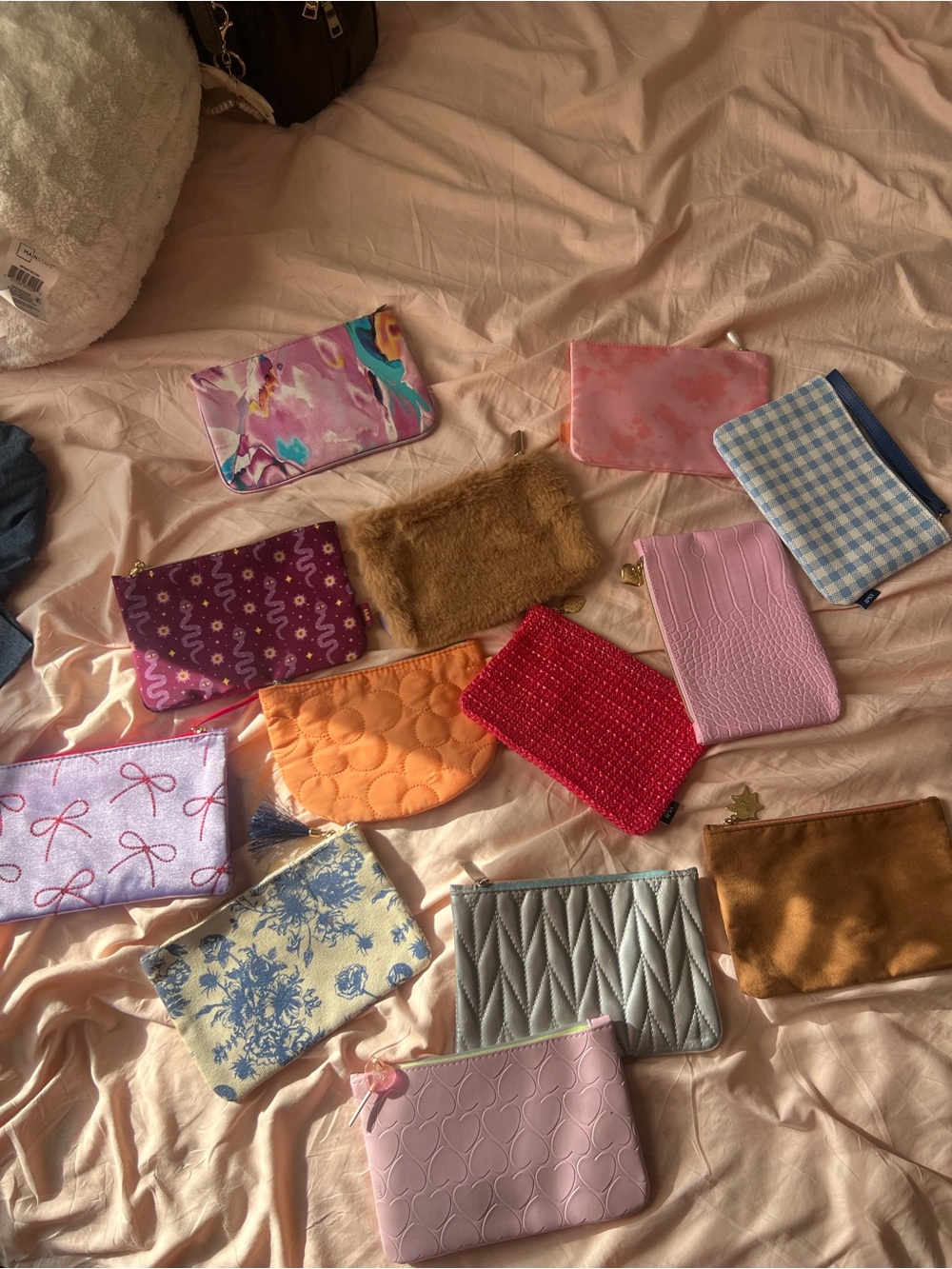 ipsy Pink, Purple, Orange, Blue & Tan Assorted Travel Pouches Set